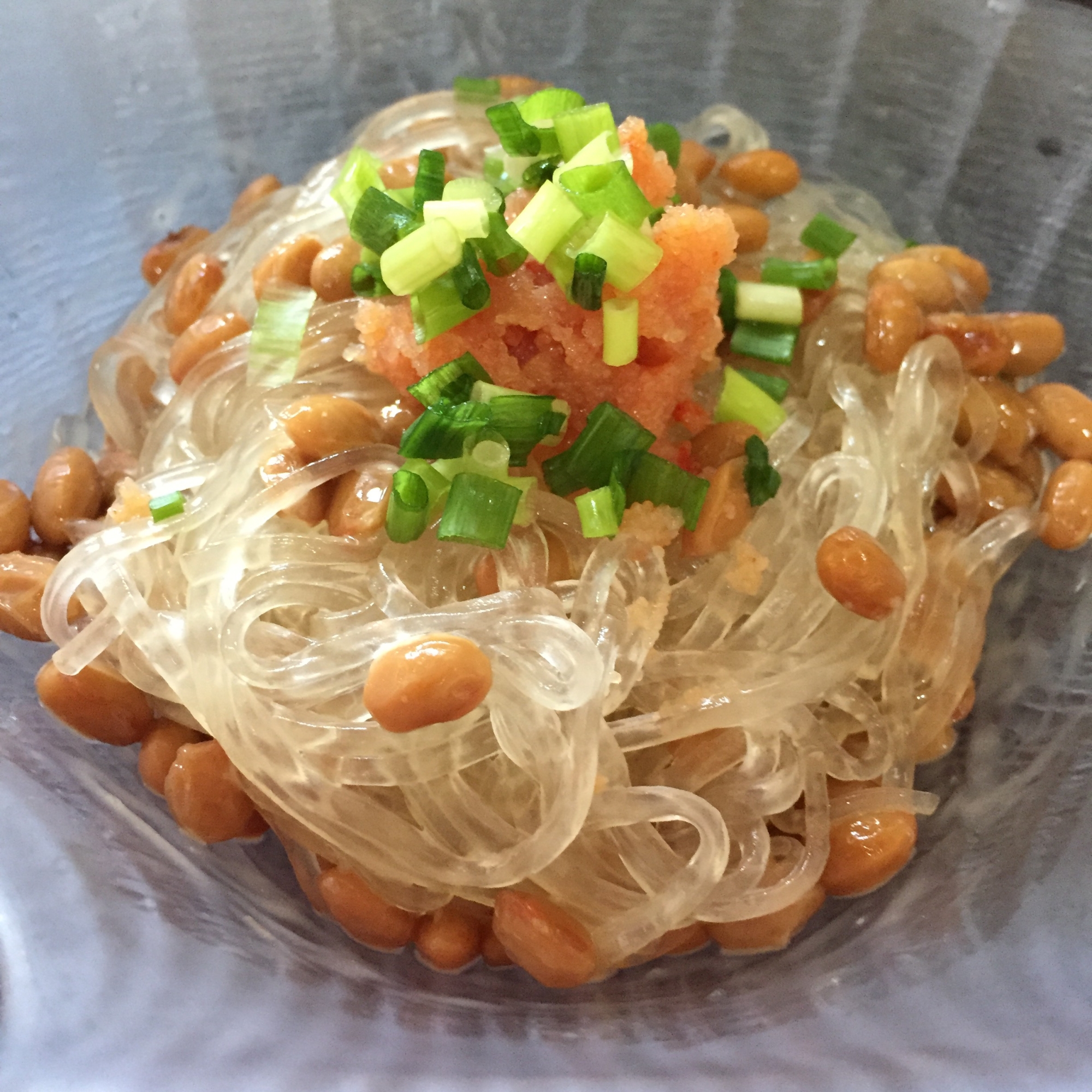 一人ランチに 春雨 納豆 明太子