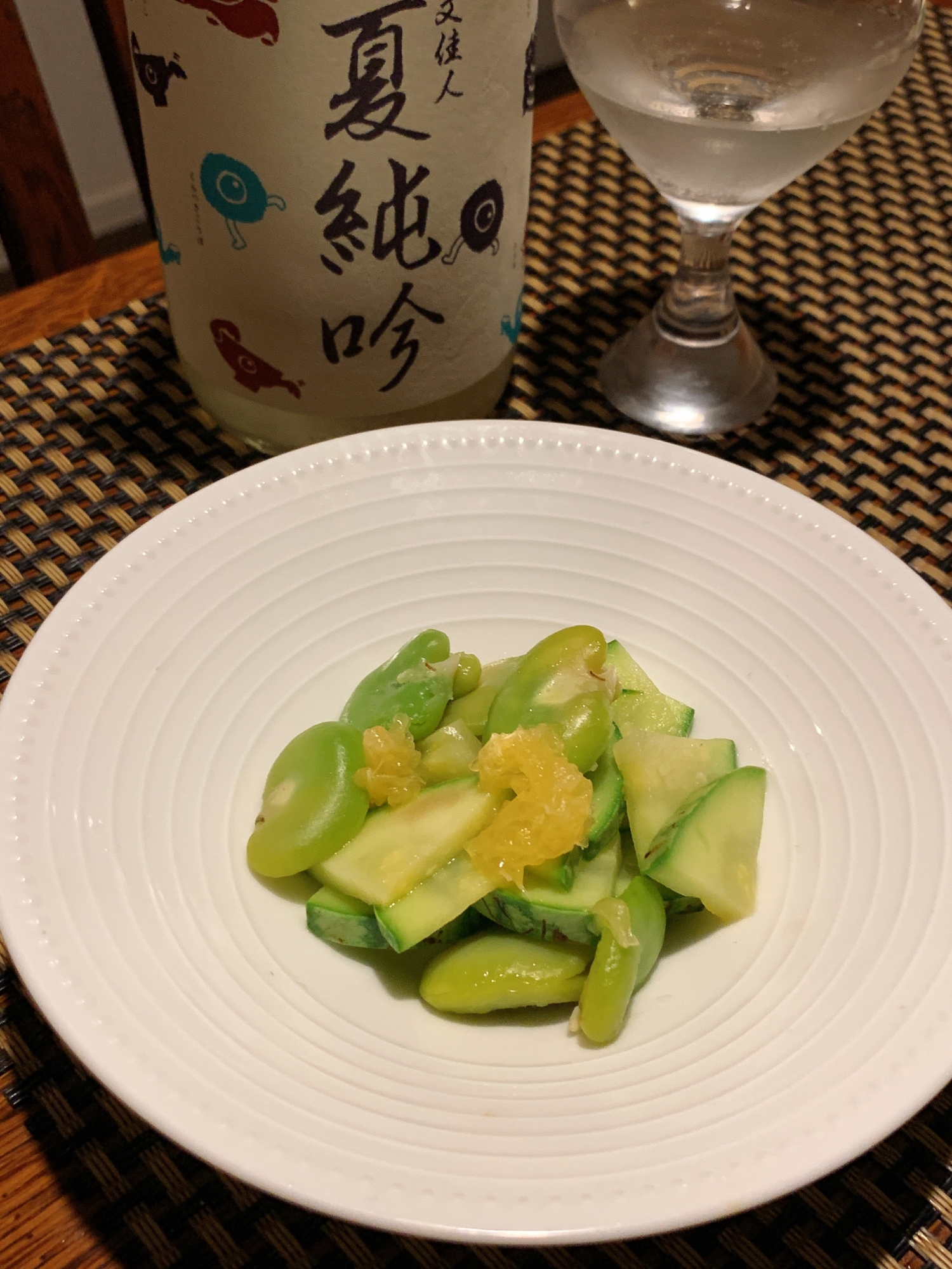 摘果西瓜と蚕豆のグレープフルーツマリネ