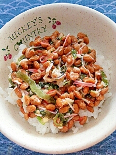 納豆の食べ方-高菜＆カニカマ♪