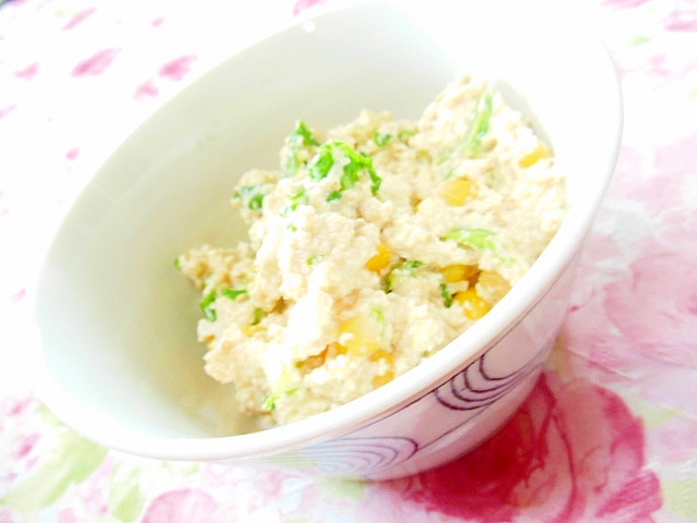 白味噌de❤しろ菜とコーンと生姜の白和え❤