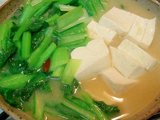 小松菜と豆腐の味噌煮