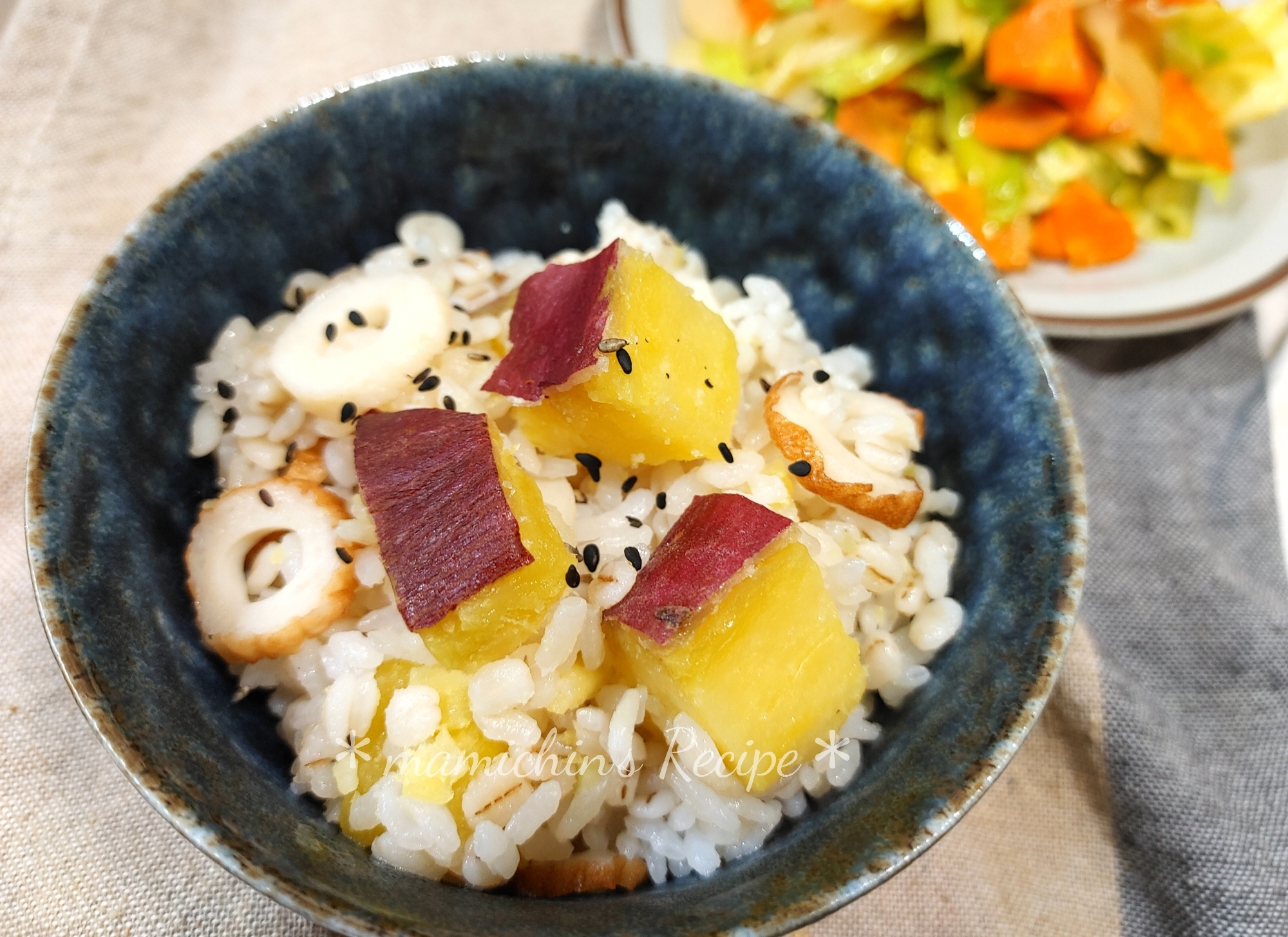 さつま芋＊ちくわ＊押し麦の炊き込みご飯