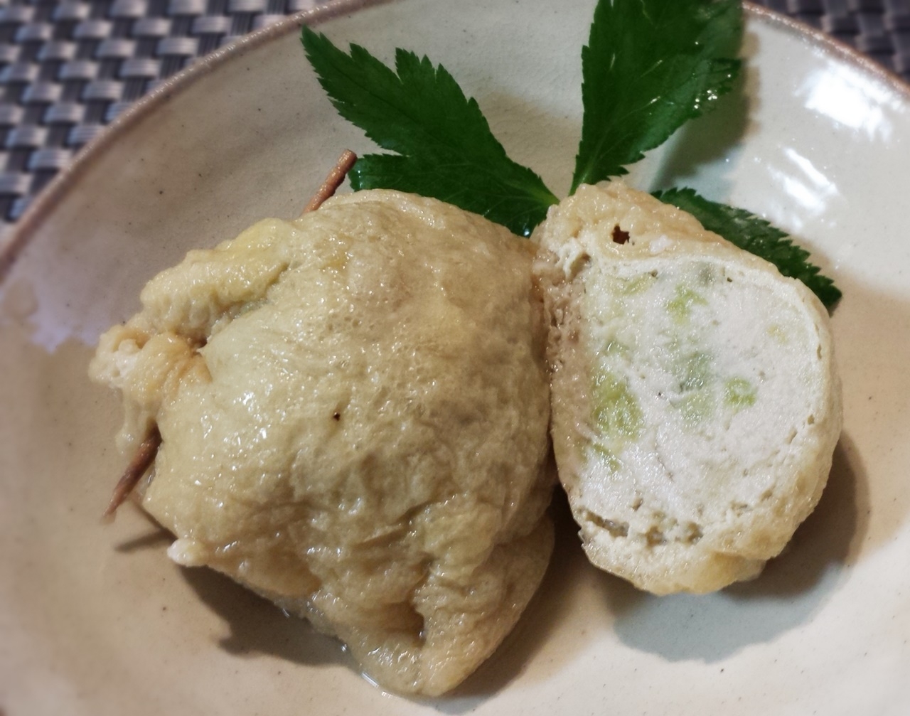 鶏ひき肉と茄子の巾着煮