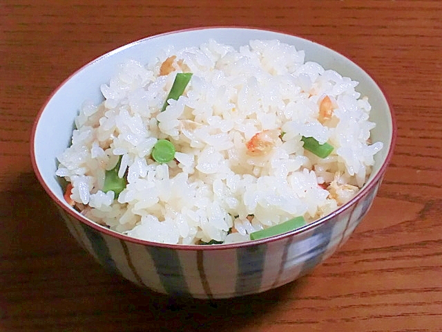 干しエビとインゲンの炊き込みご飯