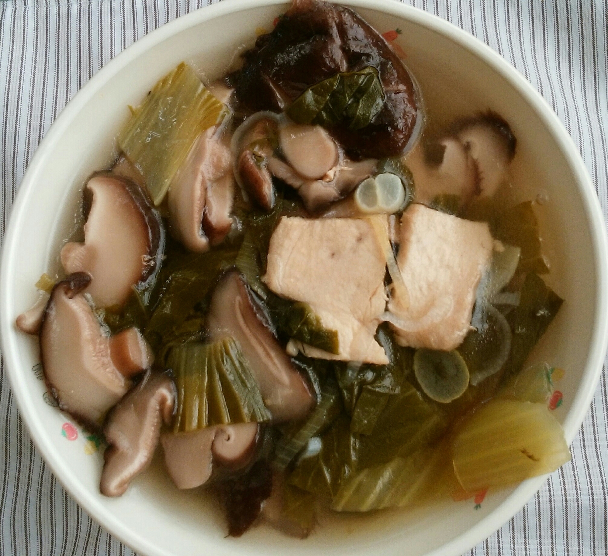 鶏肉と小松菜の中華スープ
