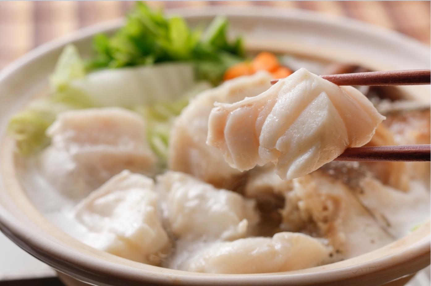 スープで食べるクエ鍋(よか魚ドットコム)