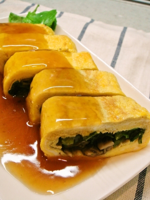 ニラと舞茸の具だくさん卵焼き☆