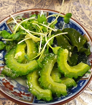 カイワレワカメゴーヤのさっぱり酢の物