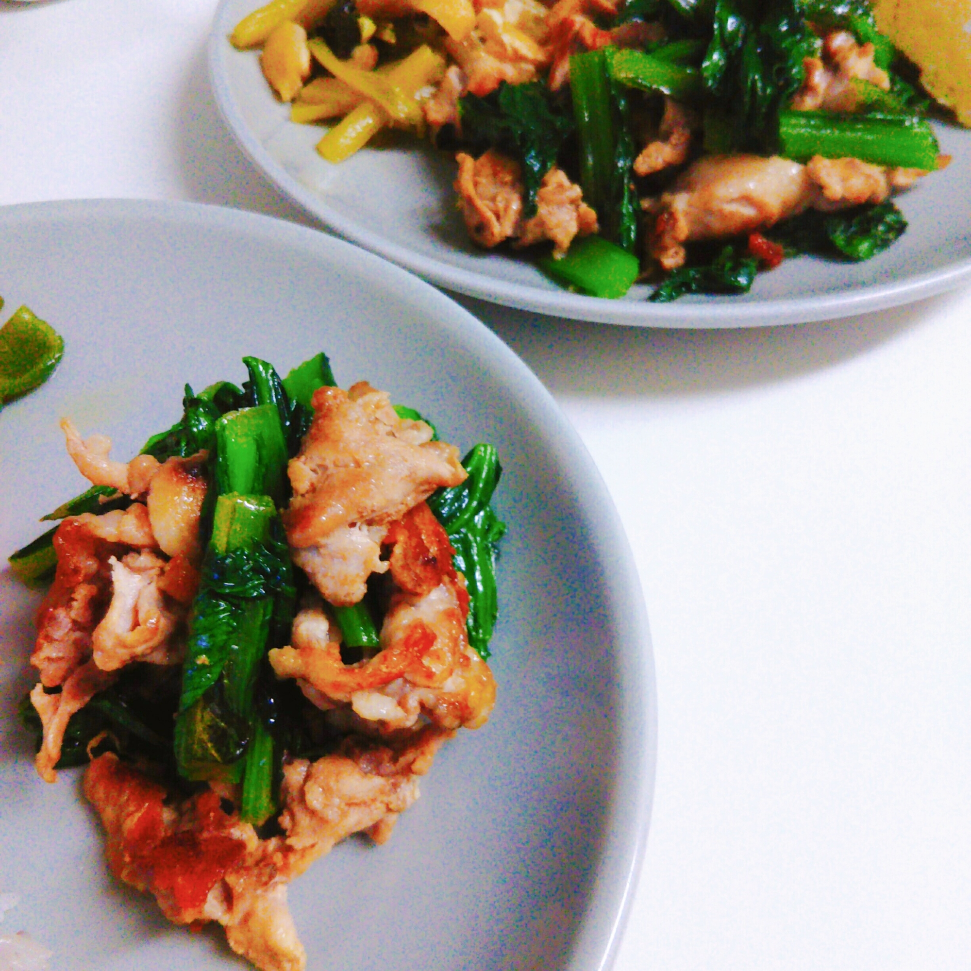 小松菜と豚肉の塩麹炒め