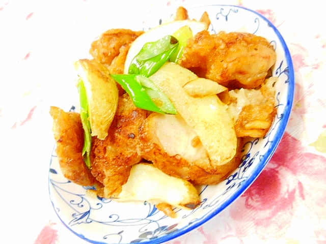 ❤鶏の唐揚げと馬鈴薯＆葱のかぼす炒め❤