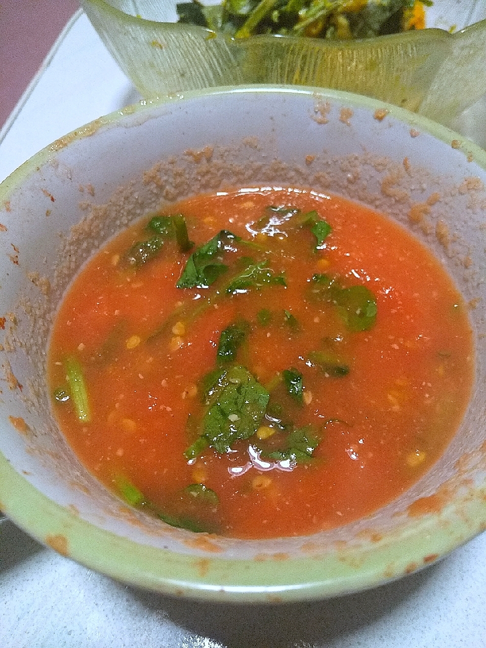 レンジ調理♪クレソンとトマトの味噌スープ