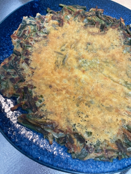 ネギとニラを消費したくて作りました。
卵なしでも作れて助かりました♪
もちもちカリカリで美味しかったです！