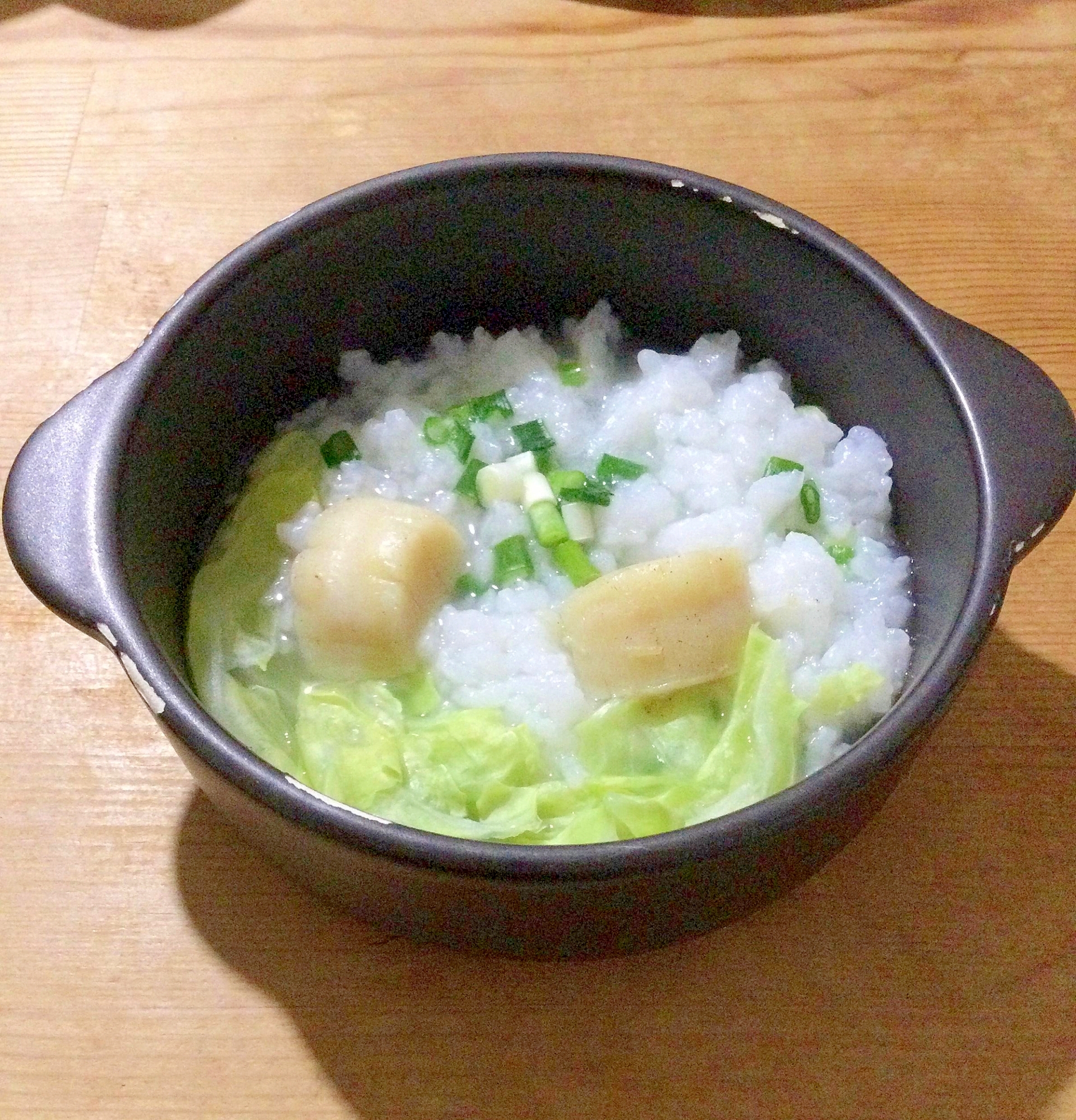 ホタテ貝柱キャベツ細ねぎ入りご飯♪