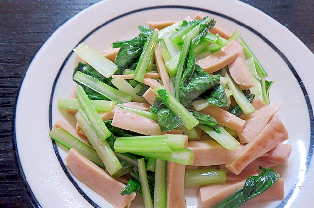 魚肉ソーセージと小松菜の簡単炒め