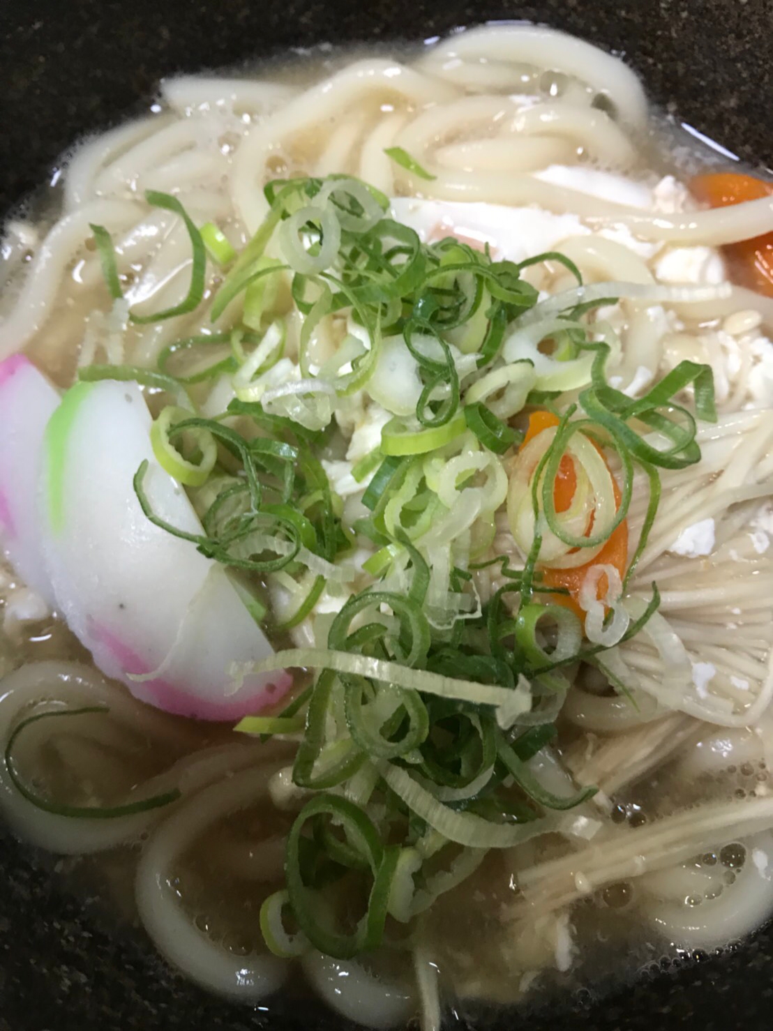 エノキと卵のあったか☆うどん(*^^*)