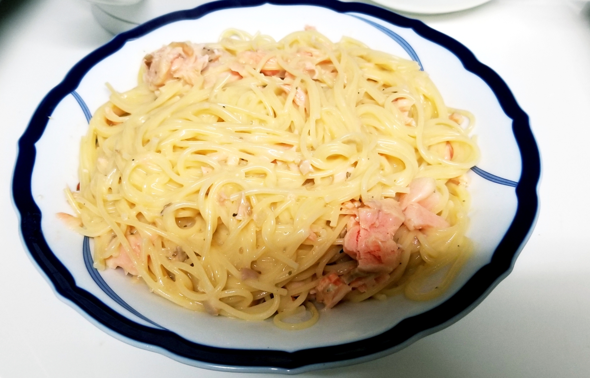 焼き鮭のカルボナーラ・パスタ