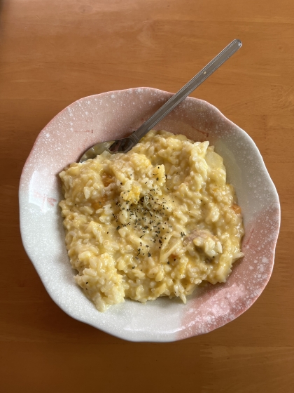 牛乳なかったので豆乳で作りました。美味しいです！