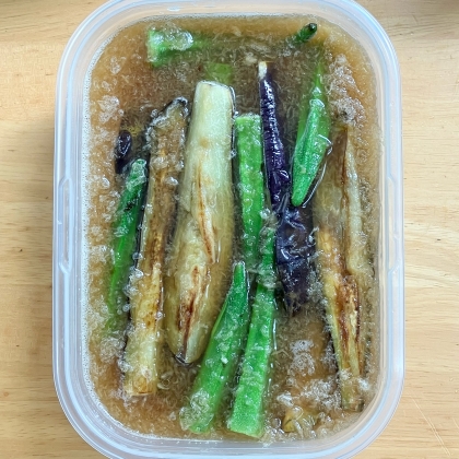 簡単！揚げない！ナスとオクラの揚げ浸し