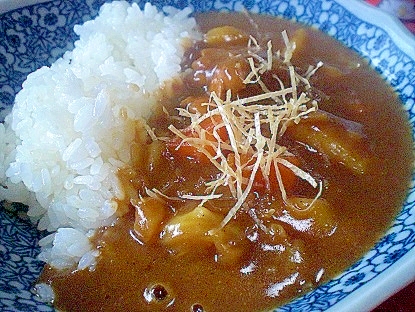 「刻み湯葉のせ！　鶏もも肉とキャベツのカレー」