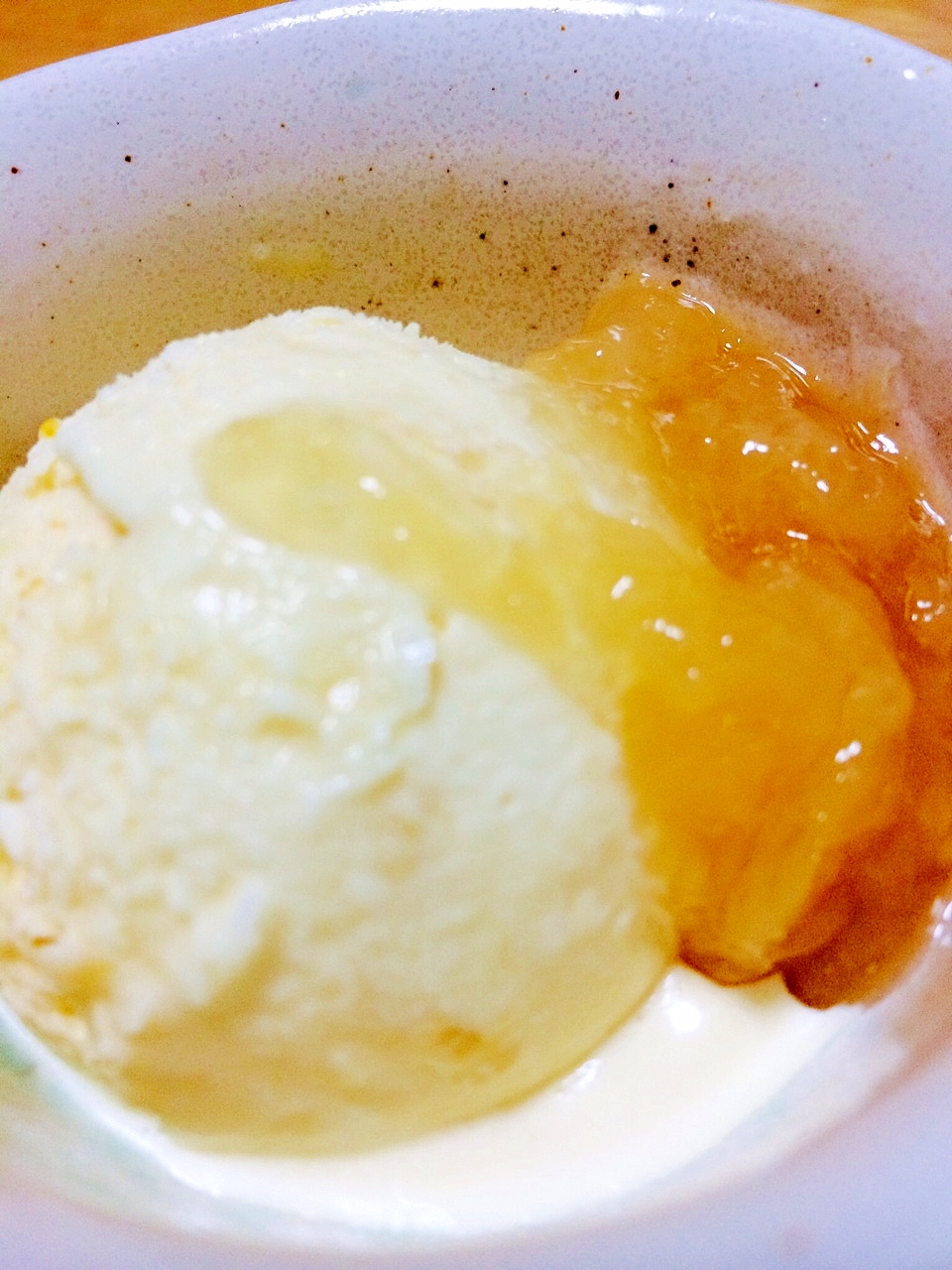ＦＰで簡単♪桃ジャム＆クリームチーズアイスクリーム