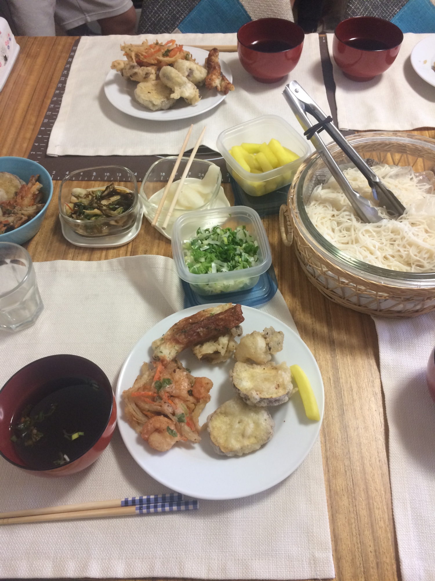うちの昼ごはん 休日の天ぷら素麺ランチ