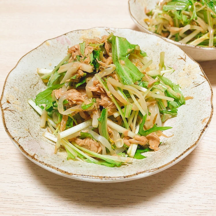 もやしと水菜とツナの中華サラダ