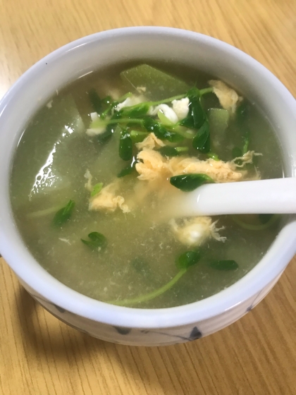 隼人瓜と豆苗の卵スープ