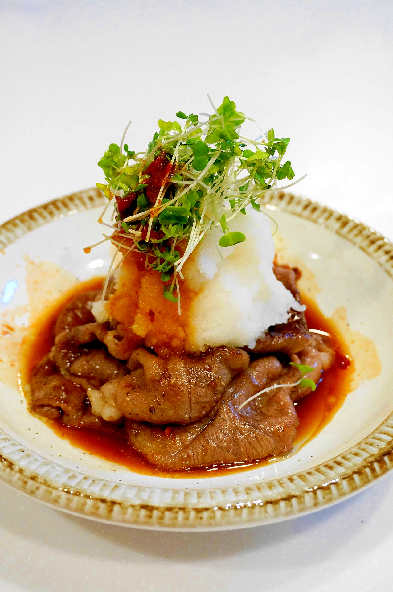 至極の美味！和牛肉のおろしポン酢炒め・豆板醤風味