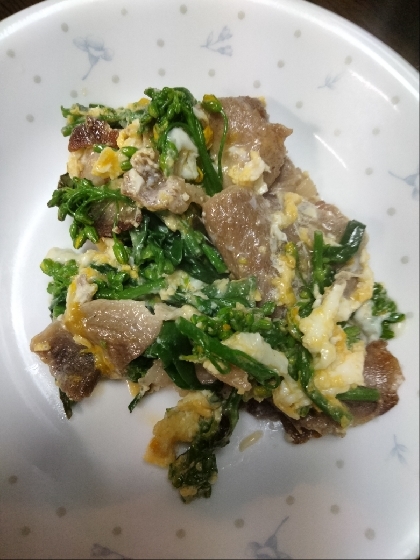 菜の花と豚肉の卵とじ