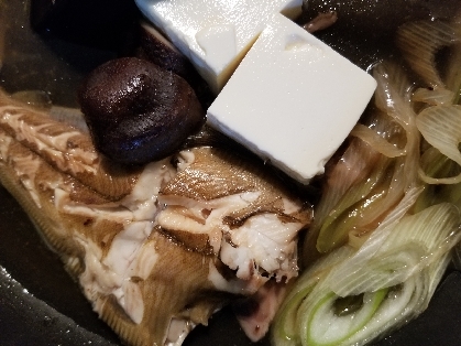 カレイと豆腐と椎茸の煮付け