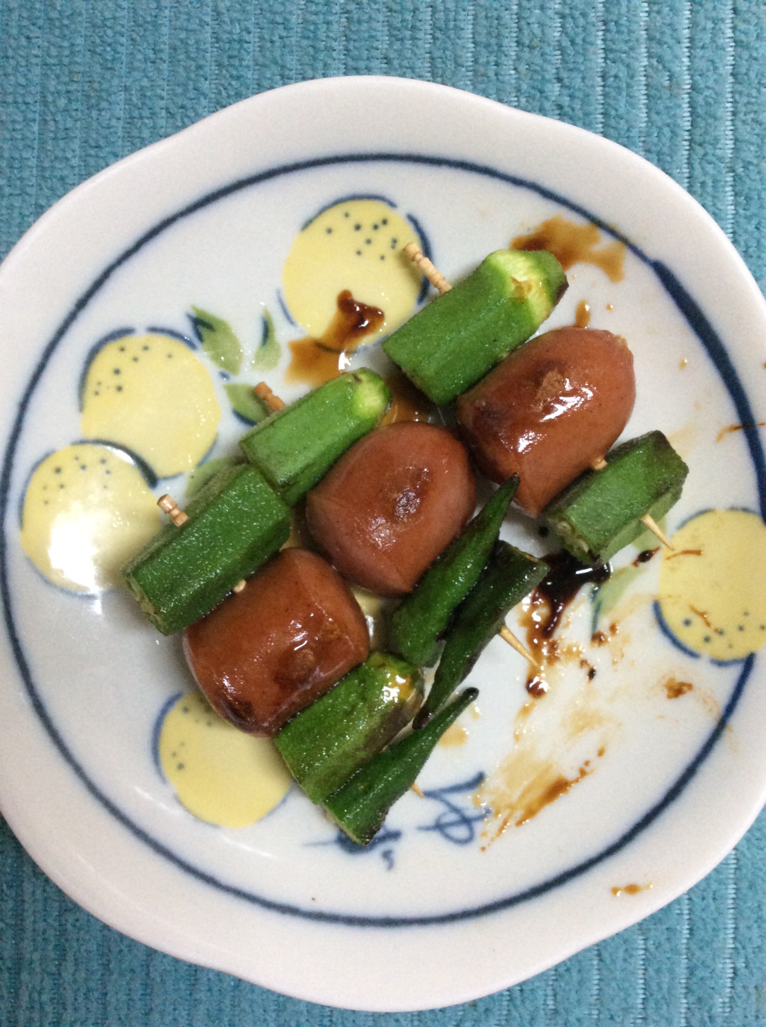 オクラとウインナー♪焼き鳥風串焼き