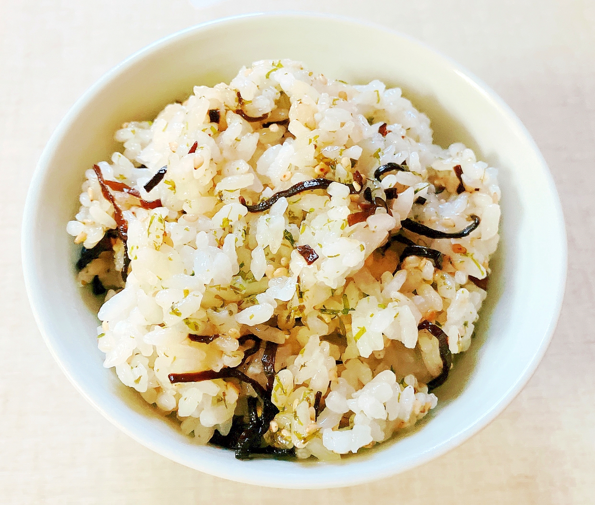 青のりと塩昆布の混ぜご飯