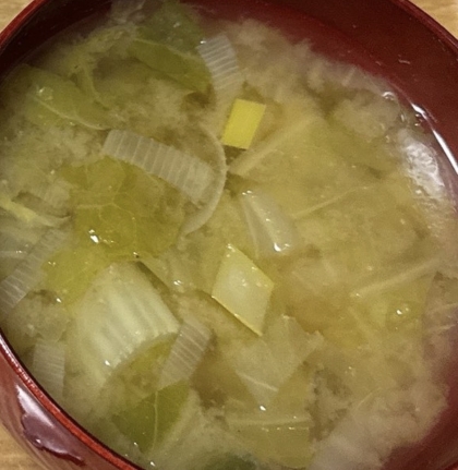 オレンジ白菜と長ネギの味噌汁