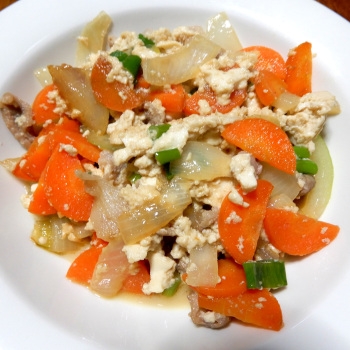 人参＆玉葱de優しい味の炒り豆腐