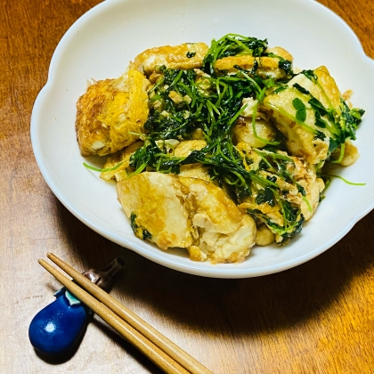 ヘルシーな食材ですが、オイスターソースやおかかの風味が良く、とても美味しかったです。
豆腐はしっかり焼色をつけましたが、あとはサッとできたので時短で簡単でした。