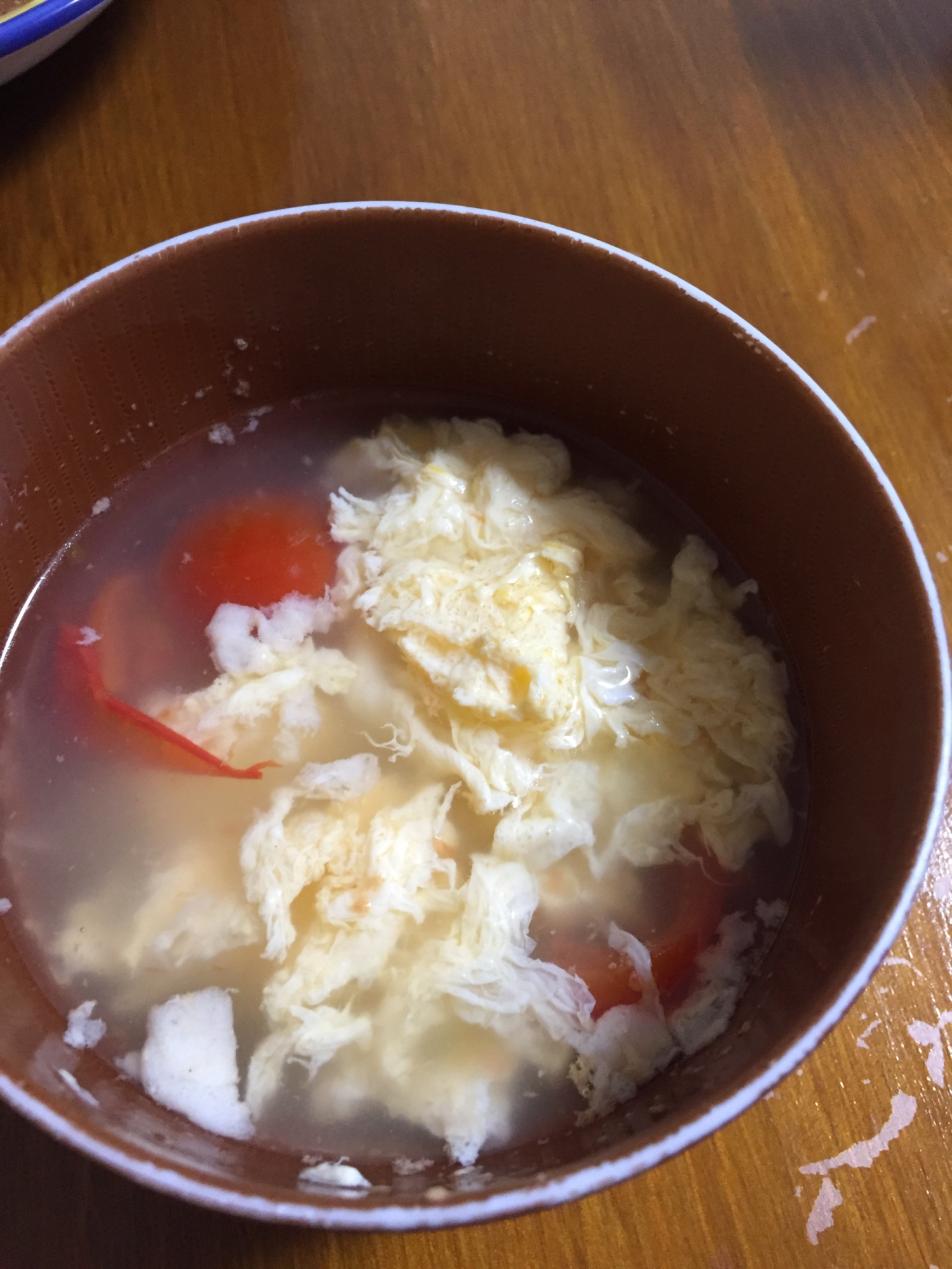 ミニトマトと卵のふんわりスープ