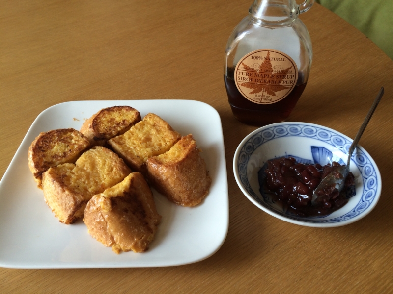 朝食に フランスパンフレンチトースト