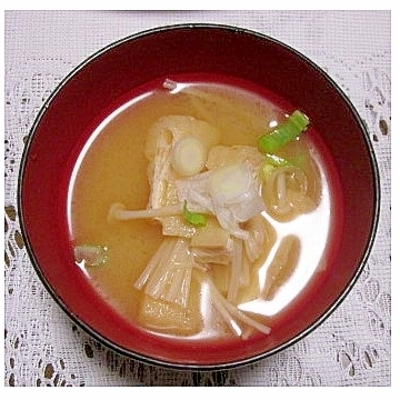 えのき・ねぎ・油揚げの冷やし味噌汁