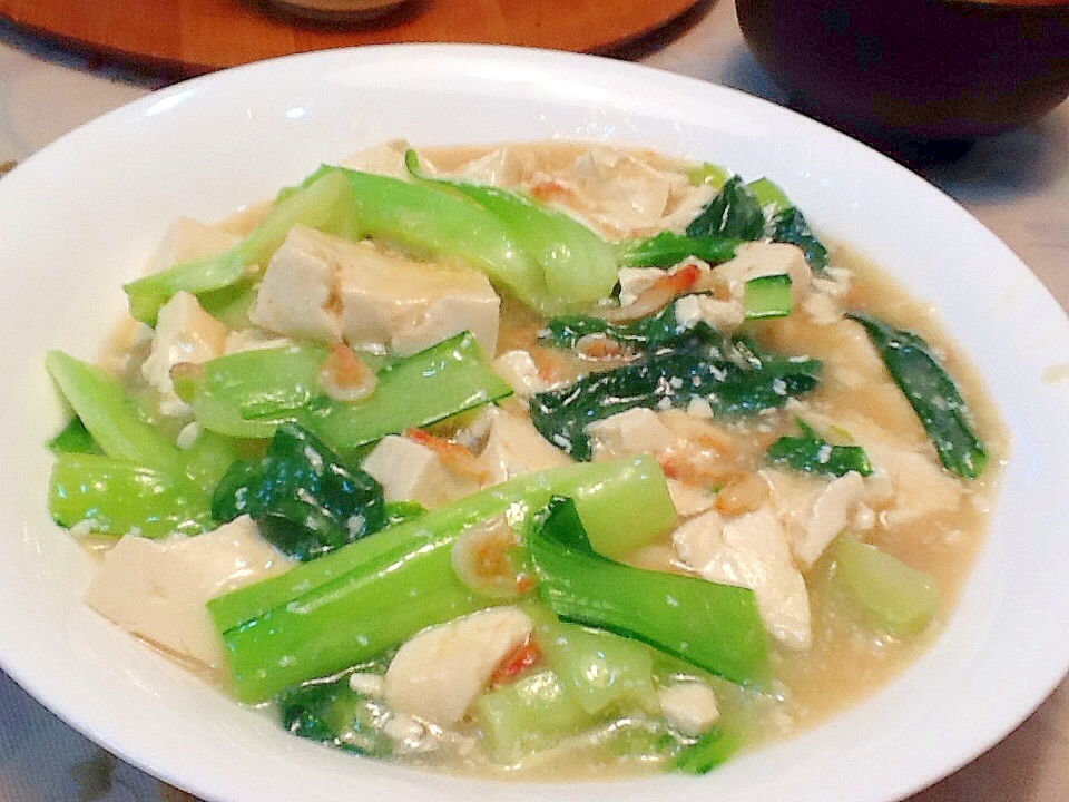 豆腐とチンゲン菜の炒め煮