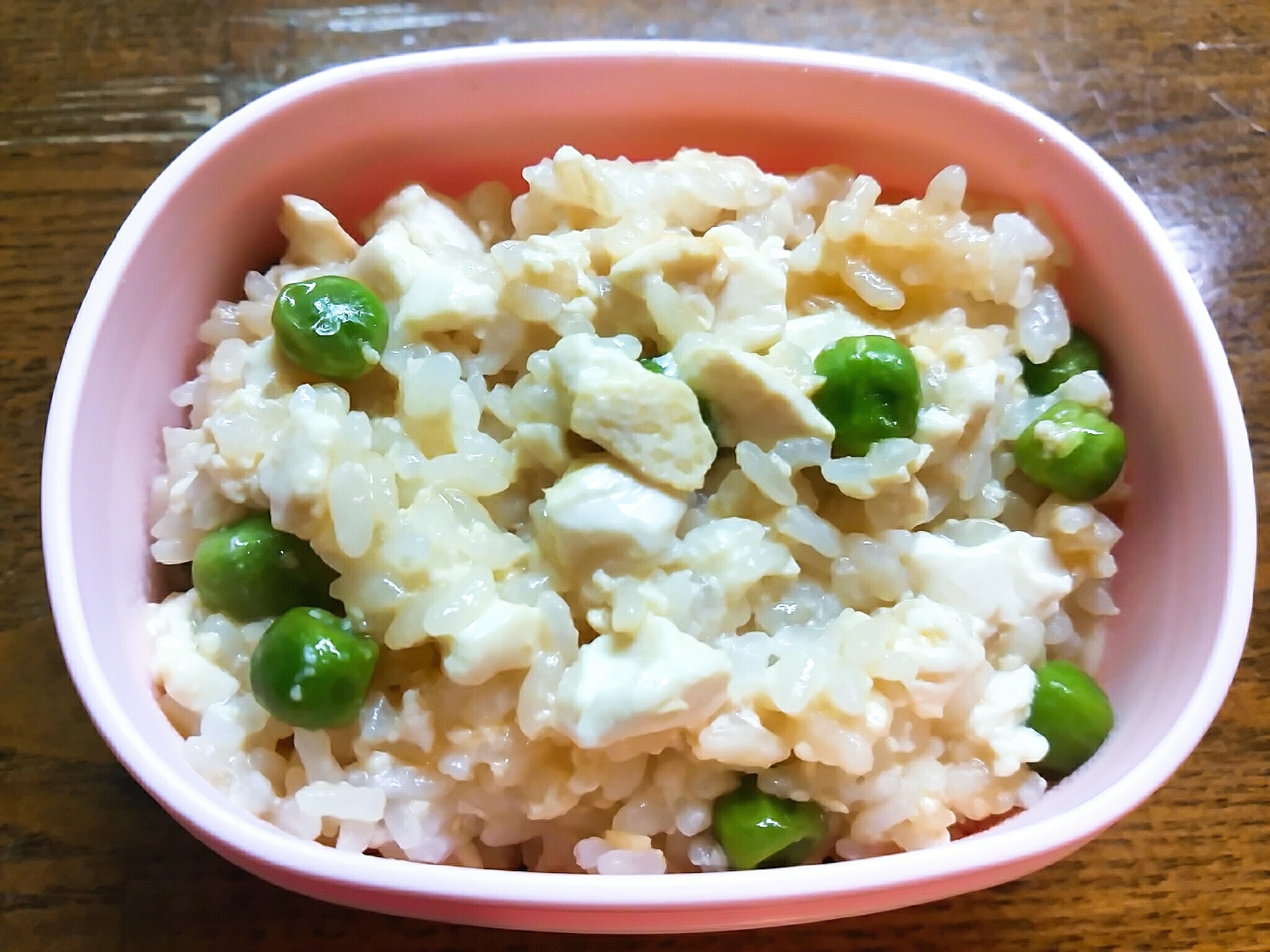 豆腐とグリーンピースの炒めご飯