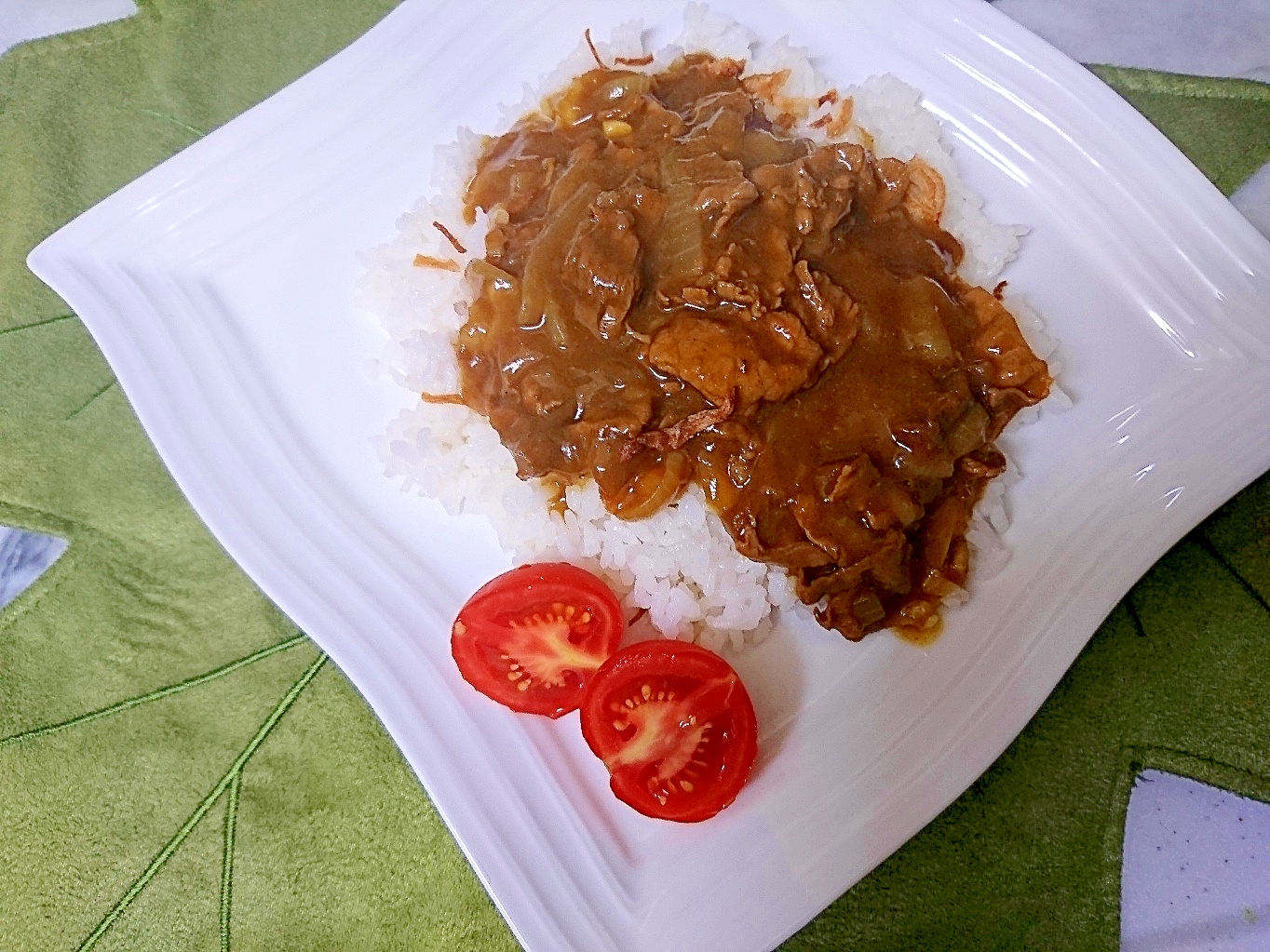 牛コマ&玉葱のカレー