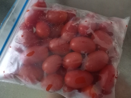 だんな様が家庭菜園でたくさん収穫してくれるミニトマトを冷凍保存しました。使うときが楽しみです。ありがとうございました。