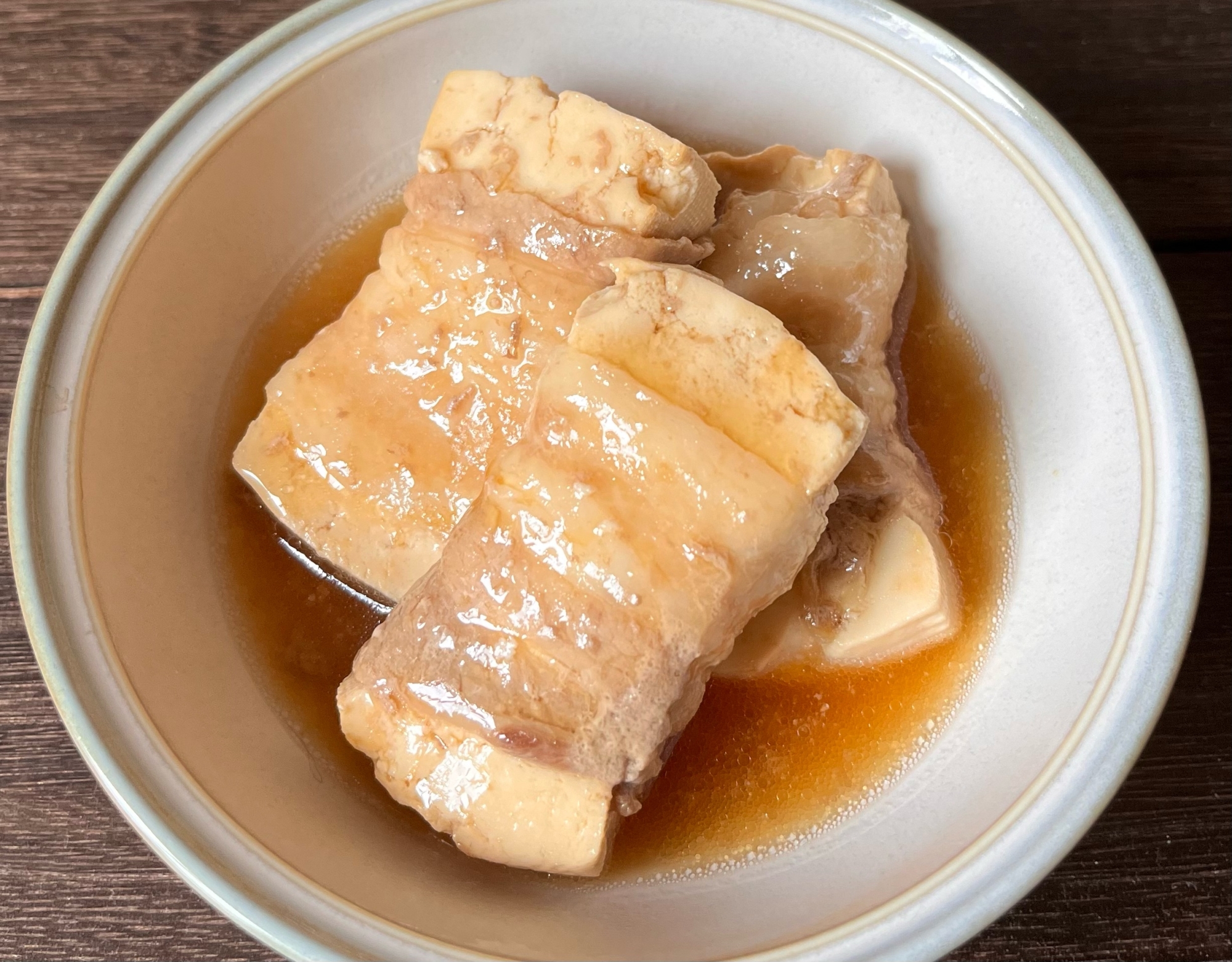 豆腐の豚バラ肉巻き煮