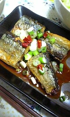 秋刀魚のピリ辛甘酢和え