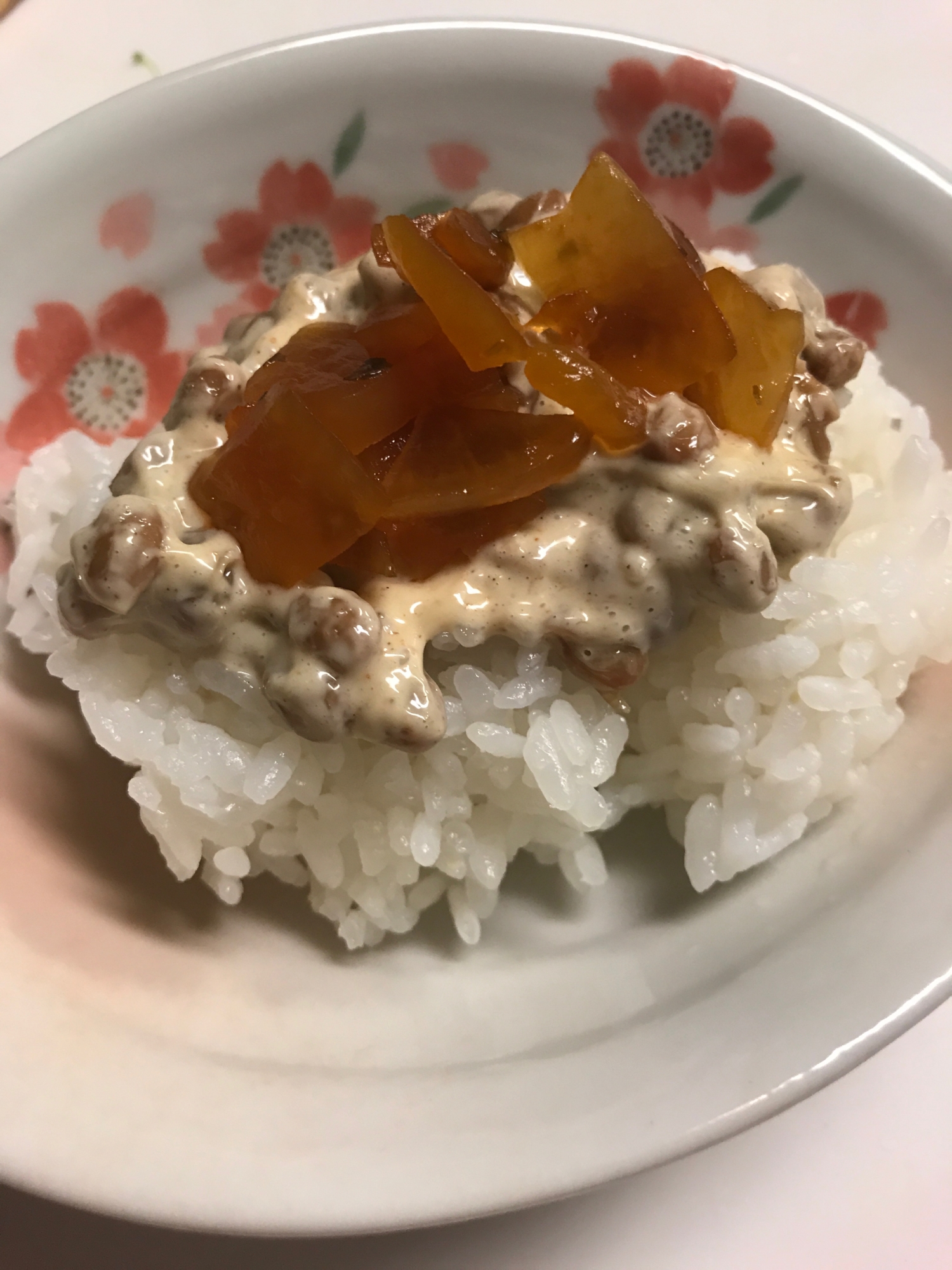 福神漬けカレー納豆ご飯