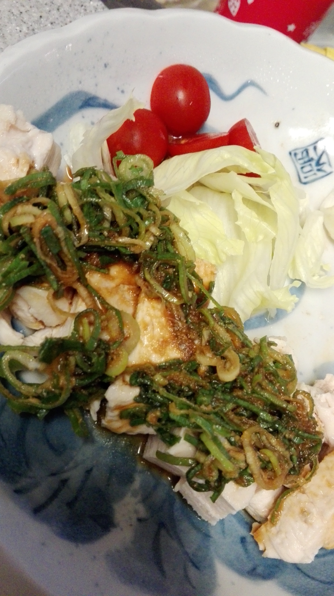 胸肉で。蒸し鶏ネギだれ