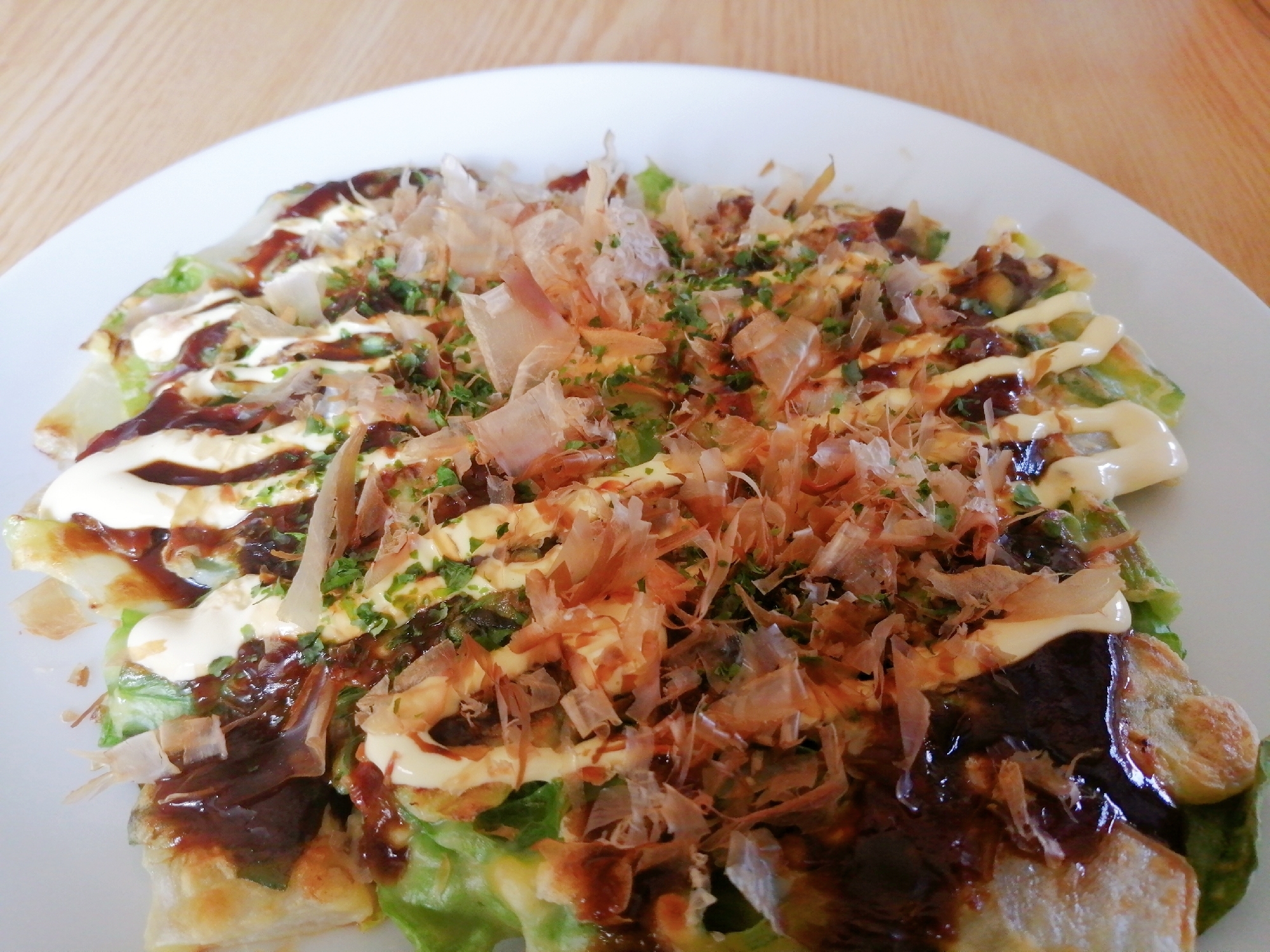 白菜と小松菜と椎茸のお好み焼き