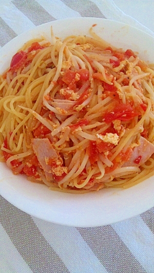 簡単 ハムたまごともやしのトマトパスタ レシピ 作り方 By アコラ33 楽天レシピ