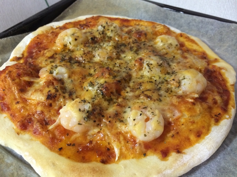 安上がり 家で作るエビピザ