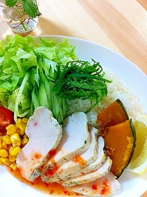 圧力鍋で鶏ハム&シンガポールライス風鶏ご飯
